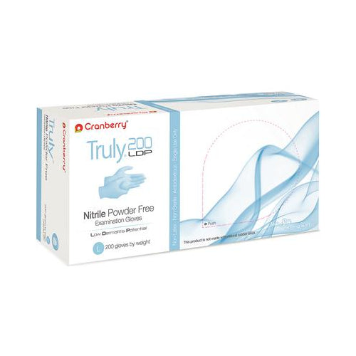 Cranberry 3218 Truly 200 Nitrile Examination Gloves Powder Free Light Blue Large 200/Box Cranberry 3218 Truly 200 Nitrile Examination Gloves Powder Free Light Blue Large 200/Box